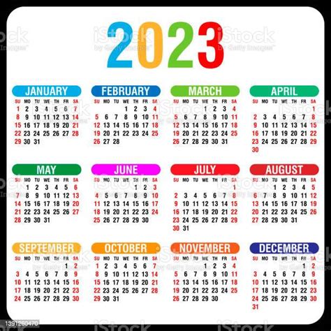 Ilustración De Calendario 2023 Anual La Semana Comienza El Domingo Y