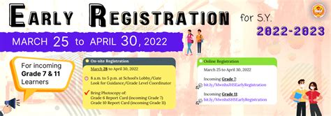 Early Registration Sy 2022 2023 Moonwalk National High School