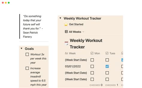 Workout Dashboard Notion Template