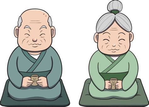 Asian Old Couple Happy Clip Art Vector Images And Illustrations Istock
