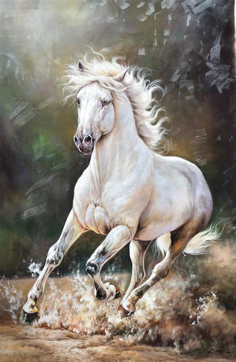 White Stallion Running