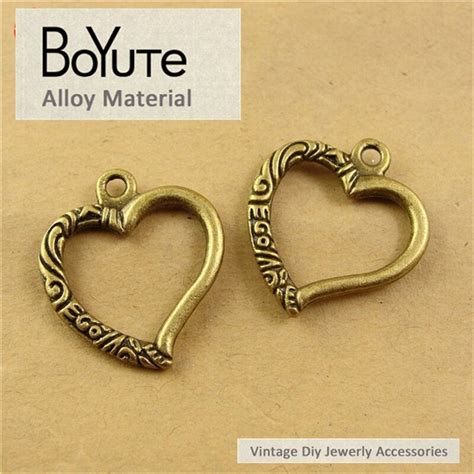 Boyute 50 Pieceslot 2522mm Vintage Antique Bronze Heart Pendant