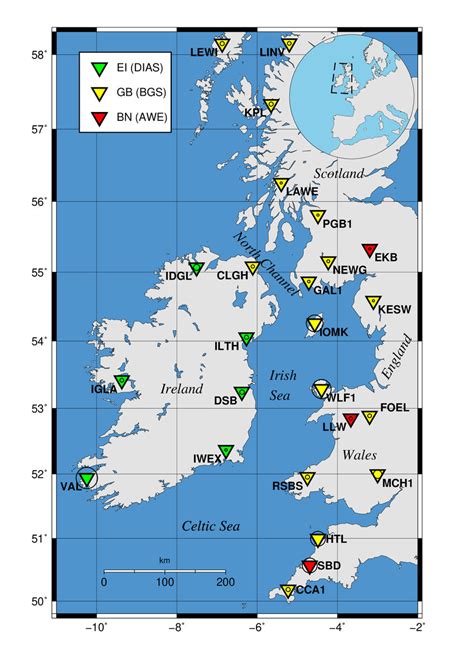 Map Showing Seismic Stations From Which Data Are Used For