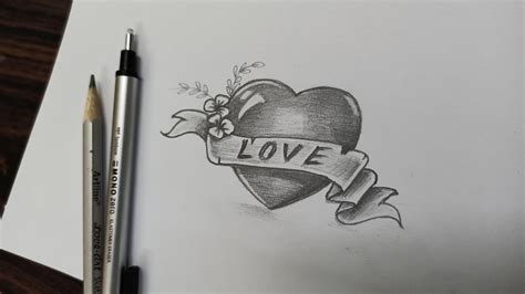 Love Heart Pencil Drawing Images ~ Pencil Drawings Hearts Drawing Heart