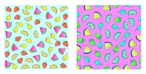Premium Vector Set Of Pattern With Lemons Watermelons Oranges And
