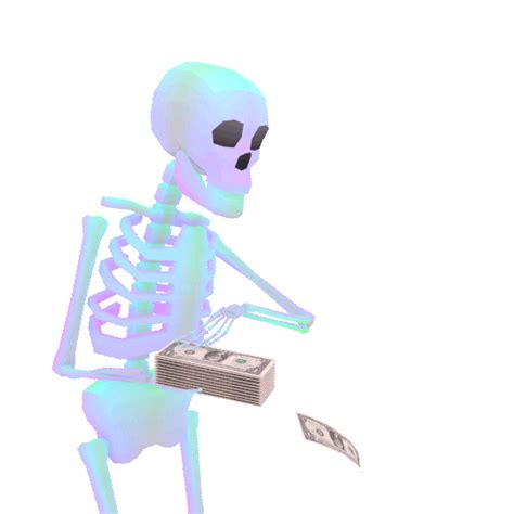 A Skeleton Holding A Stack Of Money In Its Right Hand