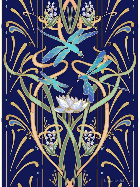 An Art Nouveau Design With Birds And Flowers