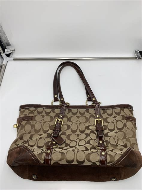 Coach Handbag Suede Canvas Gem