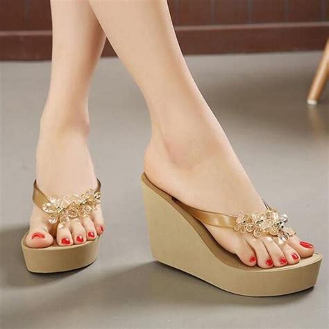 High Heel Slippers Platform Sandals Ladies Wedges Sandals Brand Flip