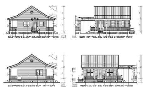 Elevation Drawing Of A House With Detail Dimension In Dwg File Which