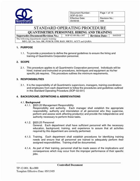 Standard Operating Procedure Pdf Adapted From Ctrg Template Sop