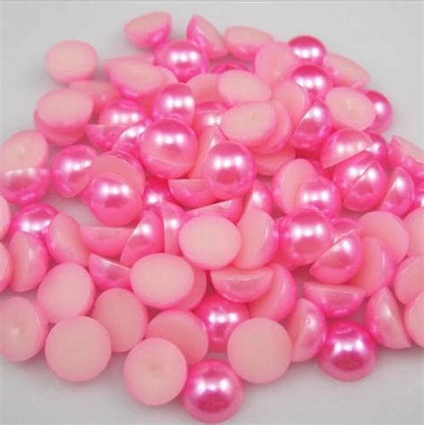 Deep Pink Color Abs Half Round Flatback Imitation Pearls Beads For Diy Decoration In Garment