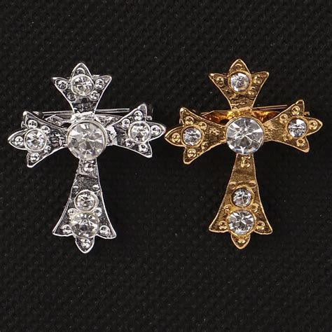 Crystal Cross Small Collar Pin Brooch Ballerina Brooch Gold Silver Colors Small Alloy Brooches