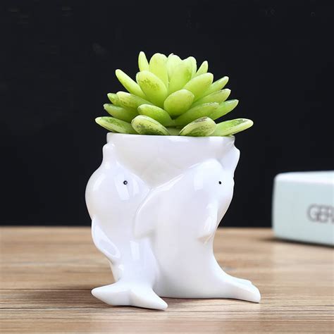 Dolphin Ceramic Flower Pot Succulent Ceremic Planter Pottery Etsy