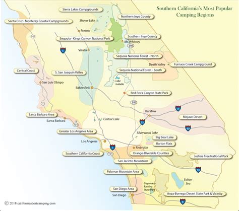 Southern California Campgrounds Map Californias Best Camping