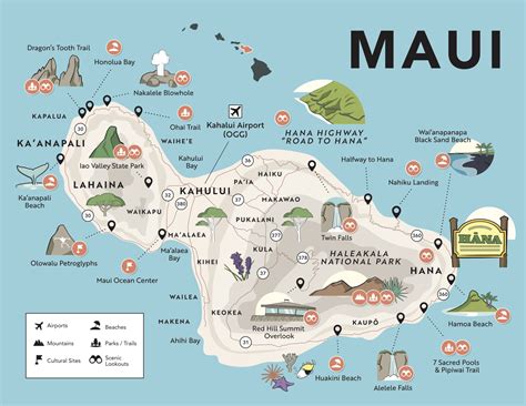 Hawaii Maps With Points Of Interest Airports And Major Attractions