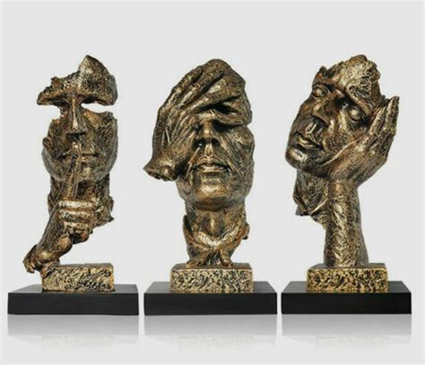 13 Art Deco Statue Abstract Human Face Sculpture Keep Silence Home