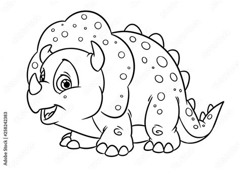 Funny Triceratops Dinosaur Animal Character Cartoon Illustration