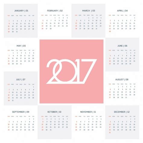 Calendario Rojo Para 2017 Descargar Vectores Gratis