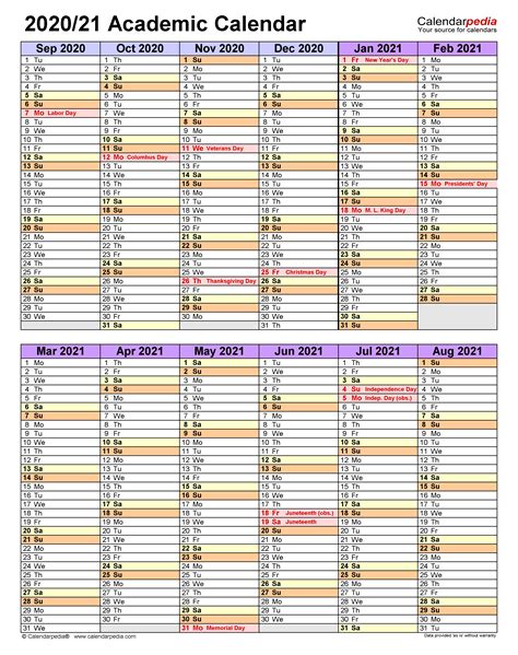 Academic Calendars 2020 2021 Free Printable Excel Templates Calendar Images