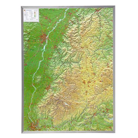 Georelief Large 3d Relief Map Of The Black Forest In Aluminium Frame