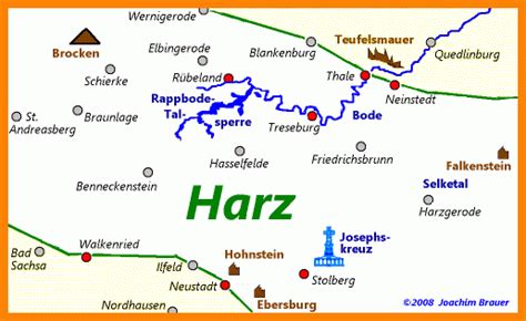 Harz karte landkarte / der harz und seine regionen zum entdecken und wandern : jbrauer.de - Reisen in den Harz