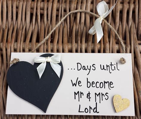 Madeat Personalised Wedding Countdown Engagement Plaque Mr Mrs To Be Gift Sign Gifts Sign