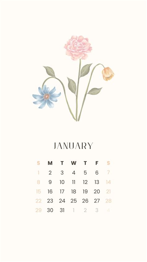 January 2023 Free Aesthetic Calendar Wallpaper Lock Screen