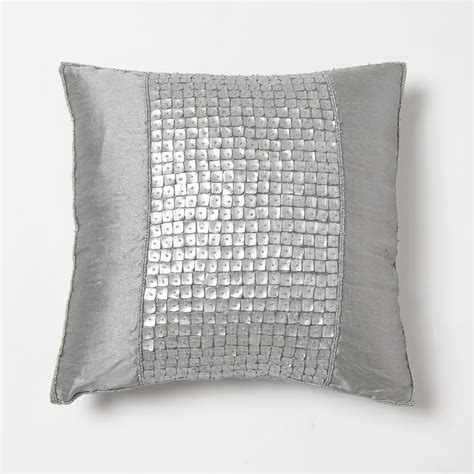 Best Home Fashion Faux Silk Mother Of Pearl Silver Pillow Pillow