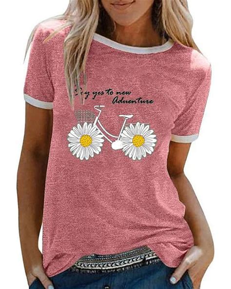 Womens Floral Daisy T Shirt Daily Tops Ladies Tee Shirts Tee Shirt