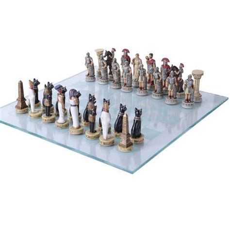Check spelling or type a new query. Romans vs Egyptians Chess Set with Glass Board - 3 3/4 Inch High Chess Pieces