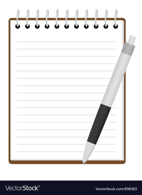Notepad With Pen Royalty Free Vector Image Vectorstock
