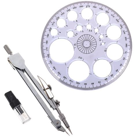 1pcs 360 Degree Protractor Circle Master Template 1pc Student Drafting