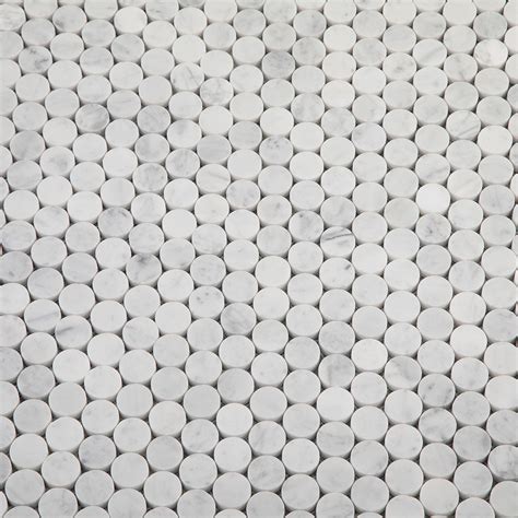 Italian Carrara White Marble 1 Inch Penny Round Mosaic Tile Diflart
