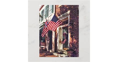 Fredericksburg Va Street With American Flags Postcard Zazzle