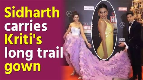 Sidharth Malhota Helps Kriti Sanon With Her Long Trail Gown Fans Says Kiara Ne Jal Jana Hai By