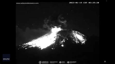 Mexicos Popocatepetl Volcano Erupts Shooting Lava And Ash Into Sky