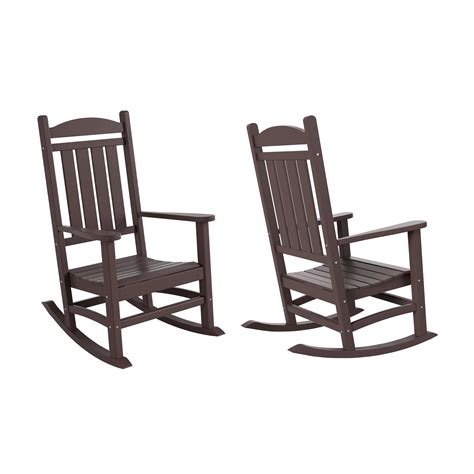 Mainstays Outdoor Wood Porch Rocking Chair Dark Brown Color Weather
