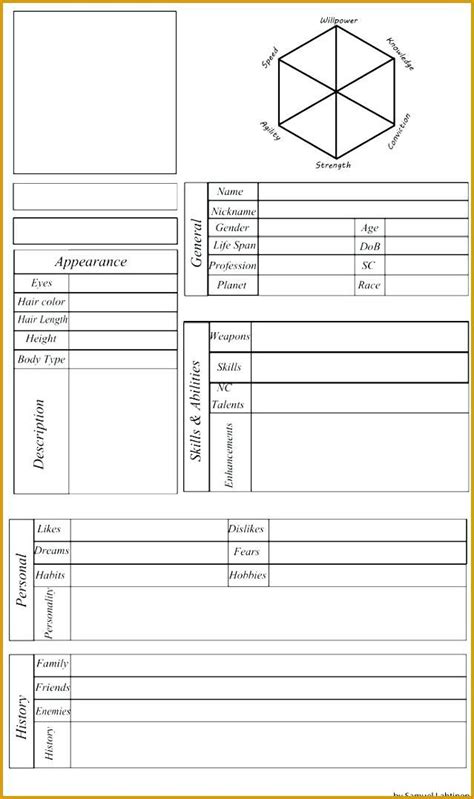 Character Template Sheet Southbay Robot Character Template Book