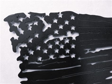 Tattered And Torn American Battle Flag Plasma Cut Metal Wall Art Etsy