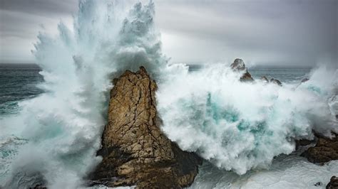 Water Nature Landscape Sea Waves Rock Clouds