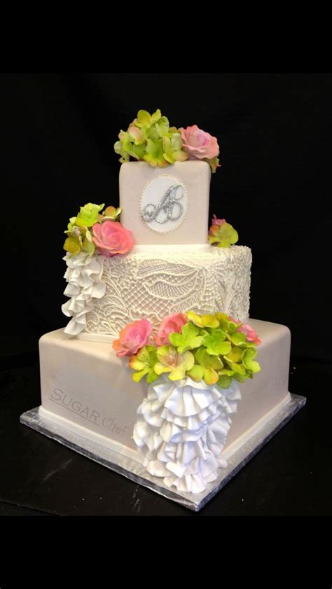 Square Lace And Fondant Draping Wedding Cake Chef Cake Draping