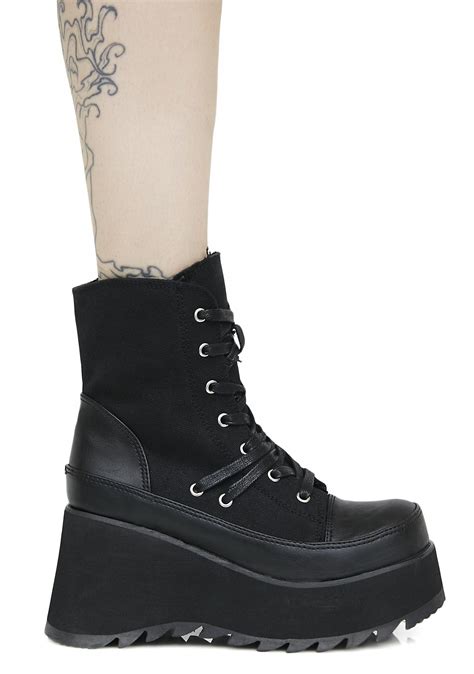 Demonia has 20+ years of defining alternative footwear™ with fresh and unique styles. Demonia Scene Lace-Up Platform Boots | Dolls Kill