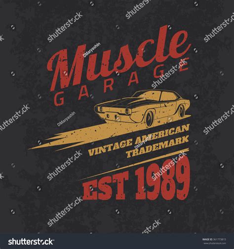 Vintage American Muscle Car For Printing With Grunge Texture Vector