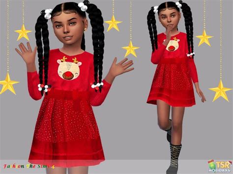 Lyllyans Holiday Wonderland Dress Child Anna Kids Dress Sims 4