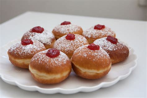 Homemade Jelly Filled Powdered Donuts Hanukkah Sufganiyot
