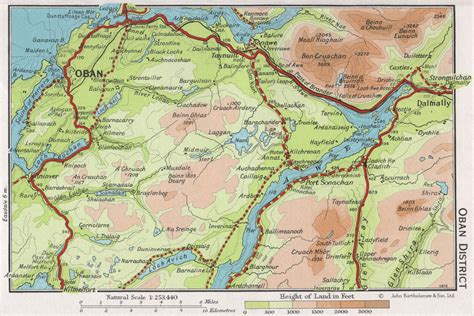 Oban District Vintage Map Plan Argyll And Bute Loch Awe Scotland 1967