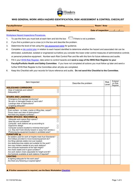 Hazard Identification Checklist Template