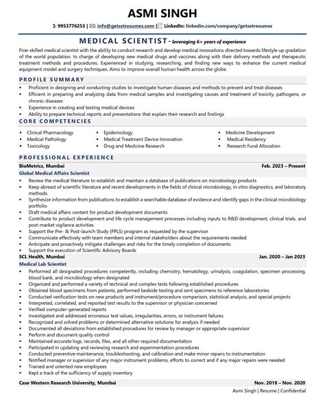 Medical Scientist Resume Examples And Template With Job Winning Tips
