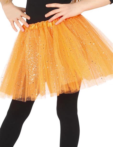 Tutu Naranja Con Purpurina Niña Accesoriosy Disfraces Originales